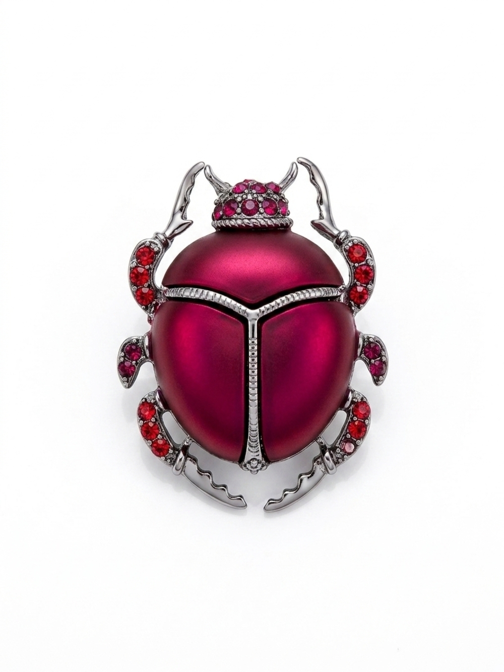Raspberry Crystal Scarab Brooch - Women Jewelry